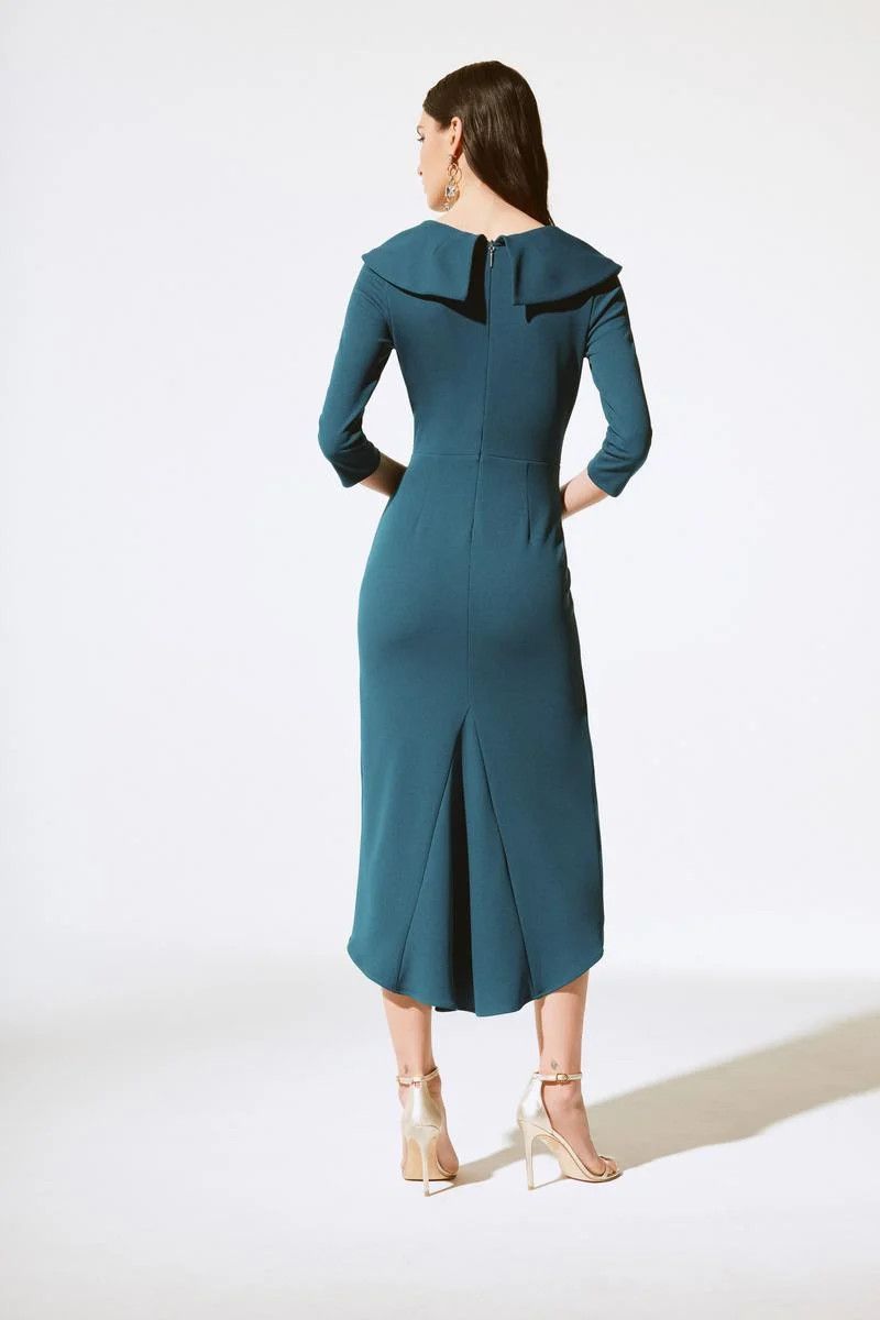 Joseph Ribkoff 243754 Women's 3/4 Sleeve Scuba Crepe Ruffled Sheath Dress – Twilight
