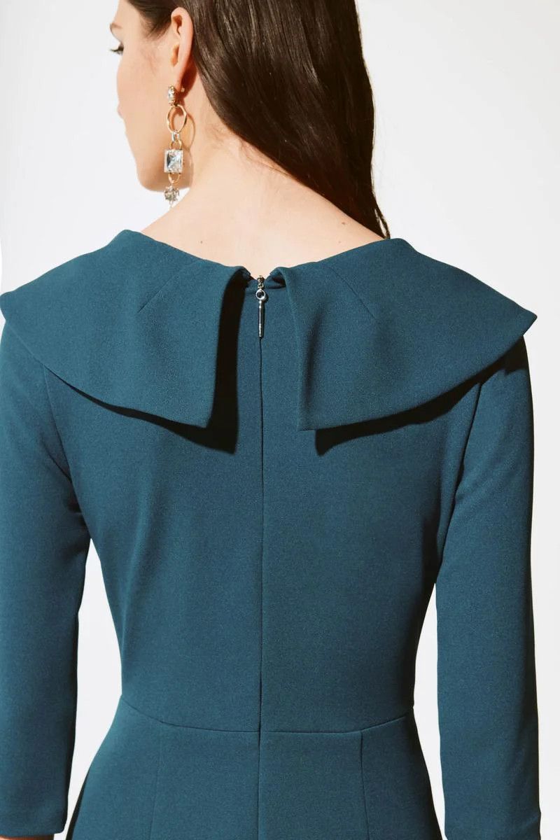 Joseph Ribkoff 243754 Women's 3/4 Sleeve Scuba Crepe Ruffled Sheath Dress – Twilight