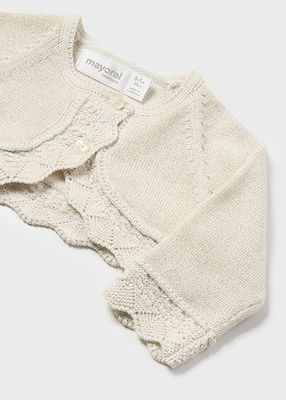 Mayoral 307 Baby Girl's LS Basic Knit Short Cardigan/ CHAMPAGNE