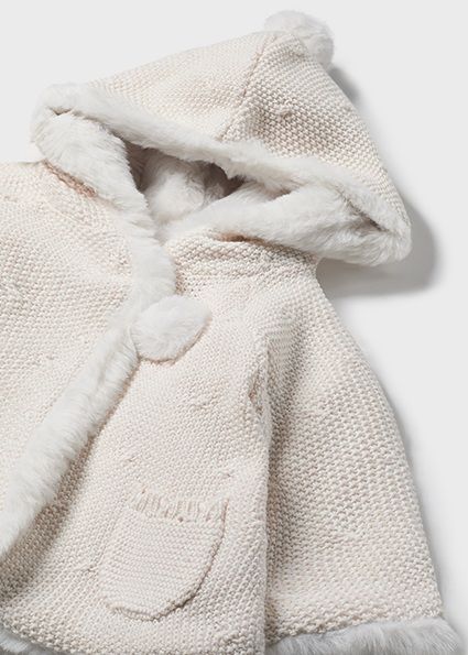 Mayoral 2304 Baby Girl's Long Sleeve Hooded Knit Pompom Cardigan – Milk Vig