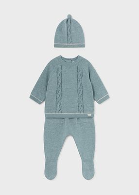 Mayoral 2511 Baby Boy's Long Sleeve Knit Sweater, Pants & Hat Set 3PC – Azure Vig