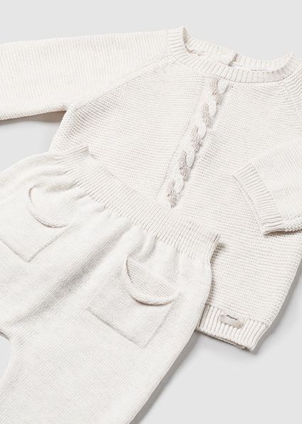 Mayoral 2511 Baby's Long Sleeve Knit Sweater, Pants & Hat Set 3PC – Milk Vig