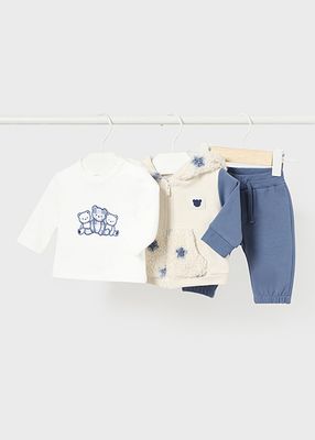 Mayoral 2629 Baby Boy's LS T-Shirt, Zip Hoodie & Joggers Set 3PC/ MID BLUE