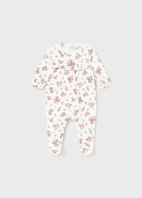 Mayoral 2778 Baby Girl's LS Footed Floral Onesie/ CRUDO