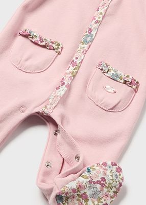 Mayoral 2778 Baby Girl's Long Sleeve Footed Floral Collar Onesie – Rosa Baby
