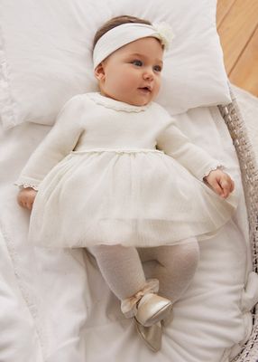 Mayoral 2806 Baby Girl's Long Sleeve Knit & Tulle Dress – Crudo