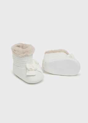 Mayoral 9788 Baby Girl's Knit & Vegan Fur Boots – Crudo