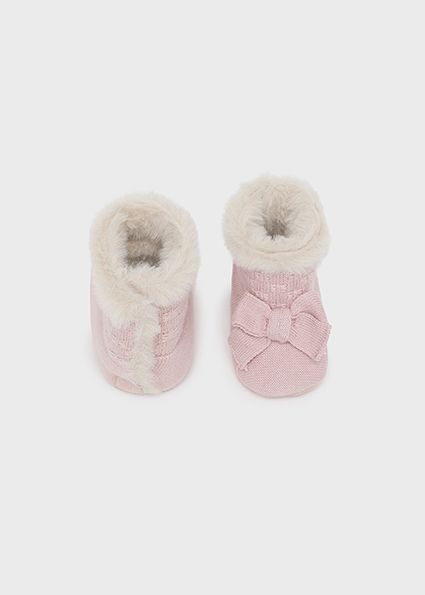 Mayoral 9788 Baby Girl's Knit &amp; Vegan Fur Boots/ SUGAR