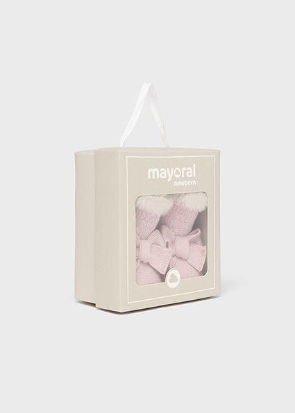 Mayoral 9788 Baby Girl's Knit &amp; Vegan Fur Boots/ SUGAR