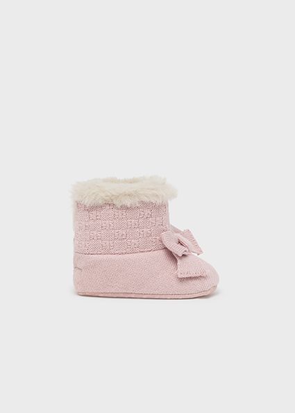 Mayoral 9788 Baby Girl's Knit &amp; Vegan Fur Boots/ SUGAR