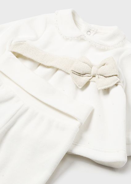 Mayoral 2506 Baby Girl's Long Sleeve Velvet Bow Top & Pants Set 2PC – Crudo