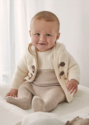 Mayoral 2303 Baby Boy's LS Hooded Knit Cardigan/ CERAMICA