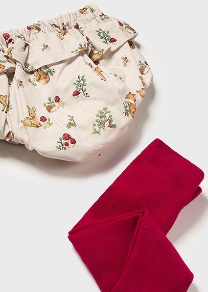 Mayoral 2243 Baby Girl's Long Sleeve Knit Sweater, Footed Tights & Diaper Cover Set 3PC – Rojo