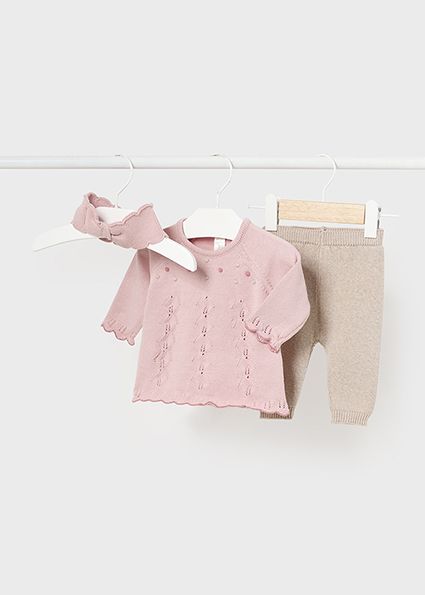 Mayoral 2783 Baby Girl's Long Sleeve Knit Sweater, Pants & Headband Set 3PC – Sugar