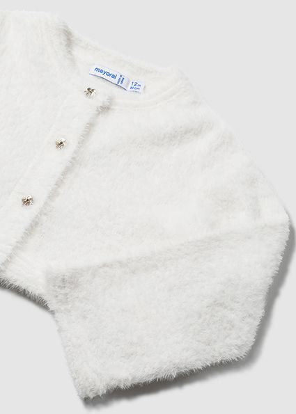 Mayoral 2325 Baby Girl's Long Sleeve Fluffy Knit Cardigan – Crudo