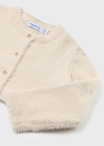 Mayoral 2325 Baby Girl's Long Sleeve Fluffy Knit Cardigan – Garbanzo