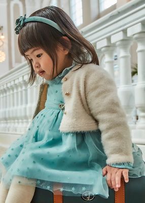 Mayoral 2325 Baby Girl's LS Fluffy Knit Cardigan/ GARBANZO