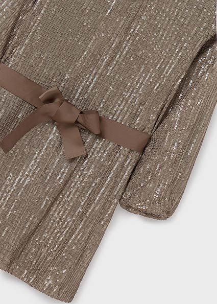 Mayoral 7980 Girl's Long Sleeve Sequin Dress – Moka