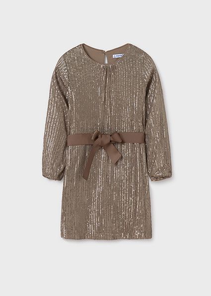 Mayoral 7980 Girl's Long Sleeve Sequin Dress – Moka