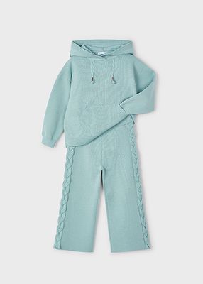 Mayoral 4552 Girl's Long Sleeve Knit Hoodie & Pant Set 2PC – Jade