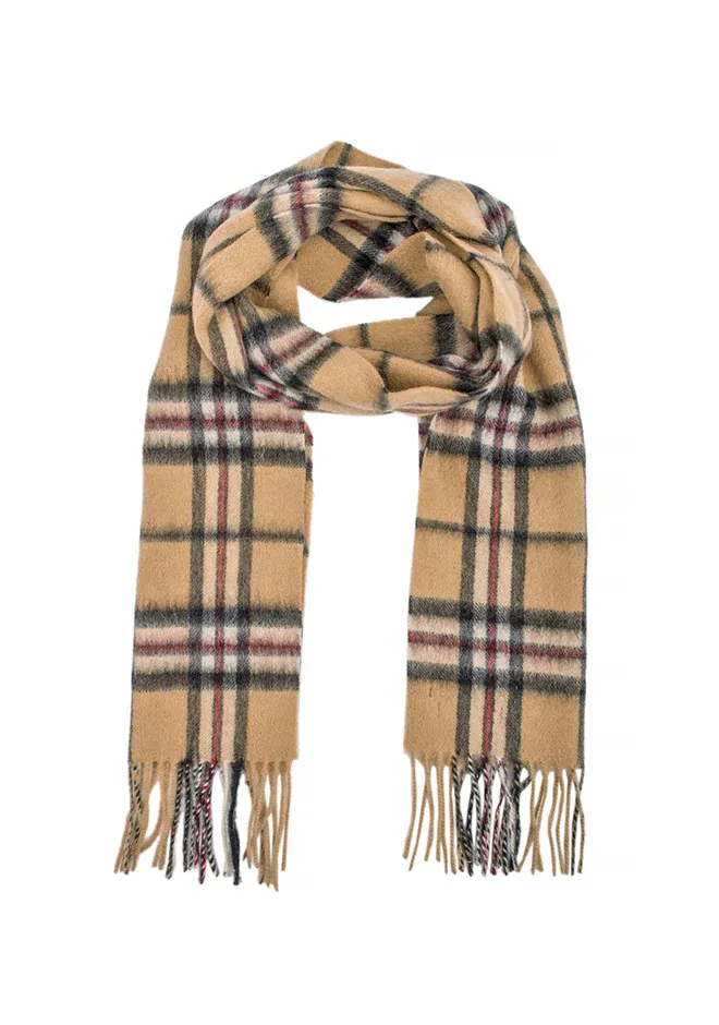 Patrick King 1001TC Men's Lambswool Tartan Scarf/ THOMPSON CAMEL