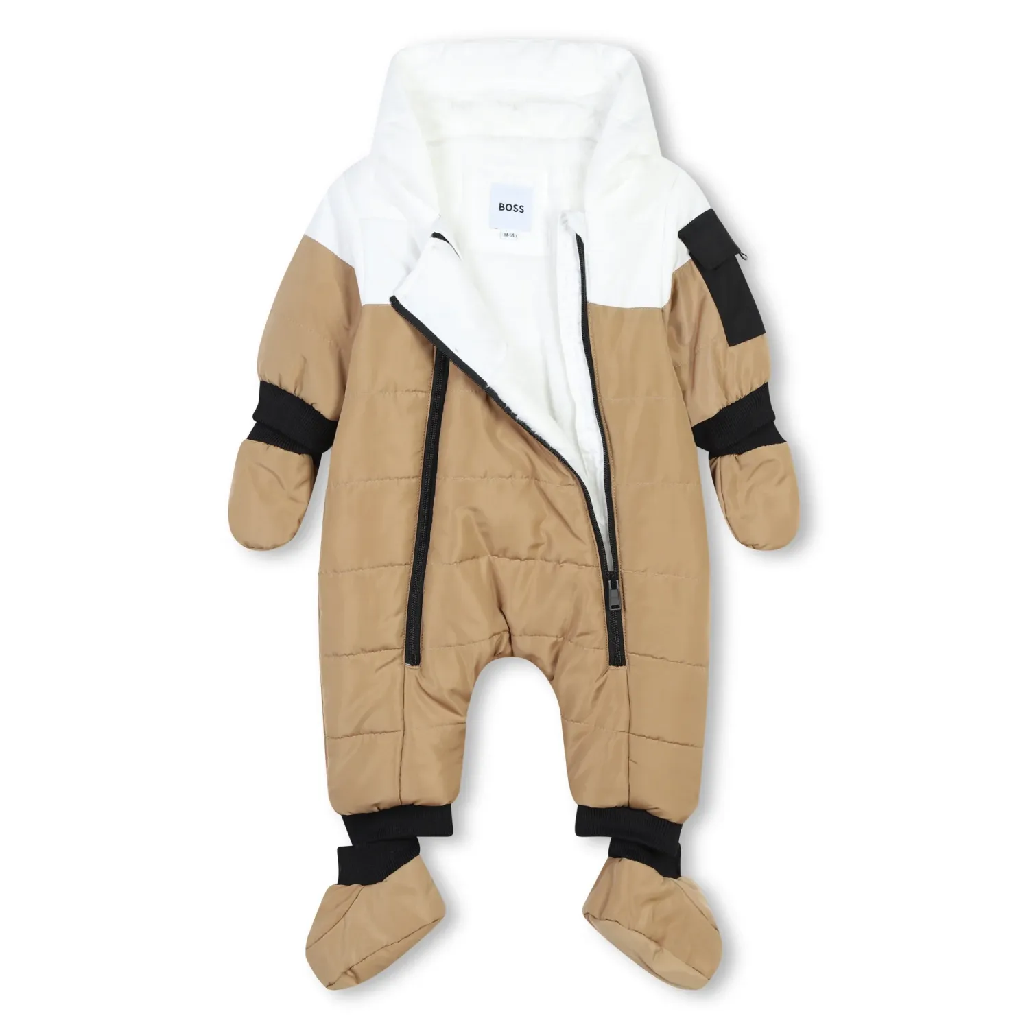 BOSS J51048 Baby Boy's Snowsuit, Mittens & Booties Set – Brown