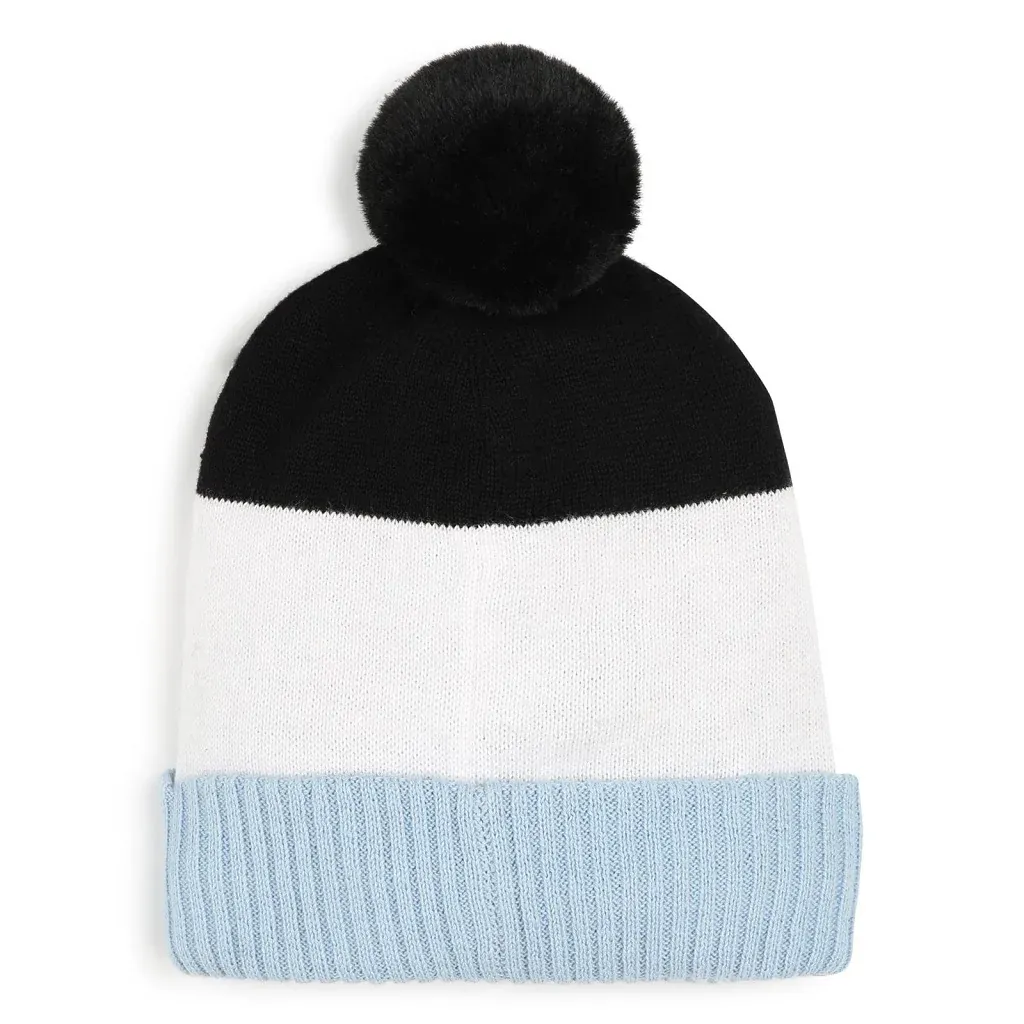 BOSS J51597 Baby Boy's Logo Pom Beanie Hat – Blue