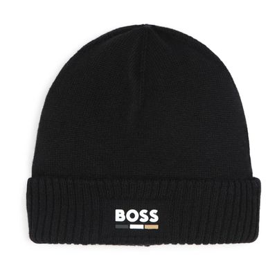 BOSS J51566 Boy's Logo Beanie Hat – Black