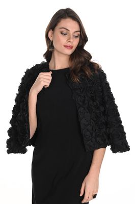 Frank Lyman 249406U Women's Long Sleeve Floral Open Front Cardigan – Black