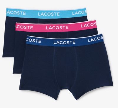Lacoste 5H3401-52 I9X Men’s Casual Cotton Stretch Boxers 3PK /NAVY(BLUE-PINK-NAVY)