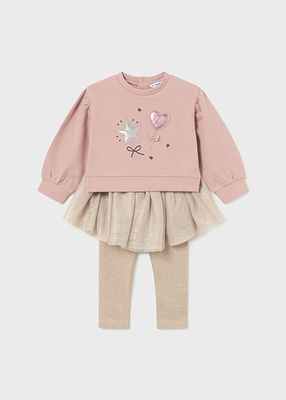 Mayoral 2712 Baby Girl's Long Sleeve Sweater & Tutu Leggings Set 2PC – Rubor