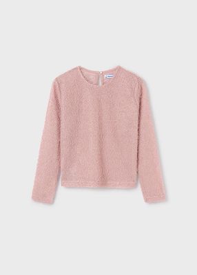 Mayoral 7006 Girl's LS Fluffy Top & Camisole Set 2PC/ NUDE
