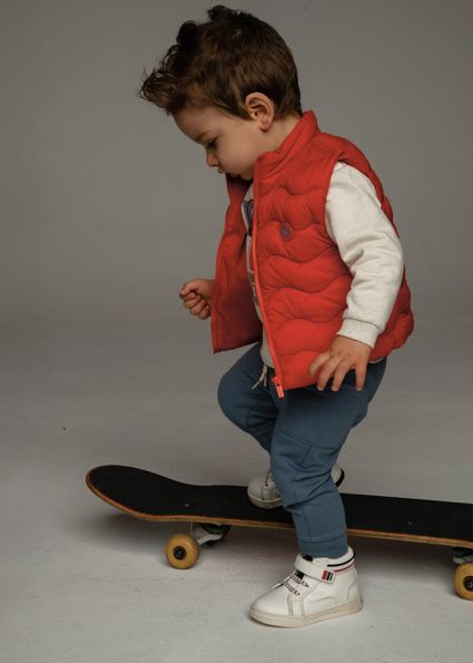 Mayoral 2640 Baby Boy's Long Sleeve Pullover, Puffer Vest & Joggers Set 3PC – Naranja