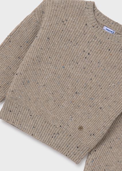 Mayoral 7305 Girl's Long Sleeve Speckled Sweater – Sepia Neps
