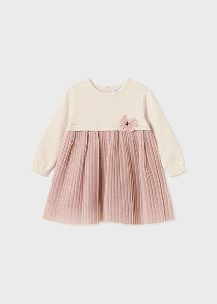 Mayoral 2906 Baby Girl's Long Sleeve Knit & Pleated Tulle – Rubor