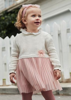 Mayoral 2906 Baby Girl's Long Sleeve Knit & Pleated Tulle – Rubor