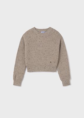 Mayoral 7305 Girl's LS Speckled Sweater/ SEPIA NEPS