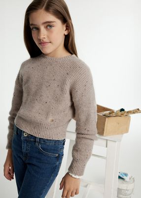 Mayoral 7305 Girl's LS Speckled Sweater/ SEPIA NEPS