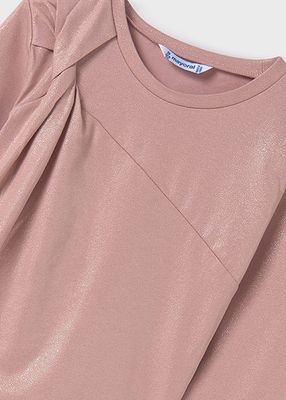 Mayoral 7007 Girl's LS Knotted Top/ NUDE
