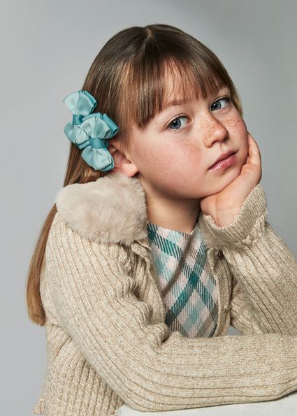 Mayoral 4362 Girl's Long Sleeve Vegan Fur Collar Cardigan – Mazapan