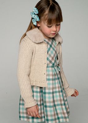 Mayoral 4362 Girl's Long Sleeve Vegan Fur Collar Cardigan – Mazapan