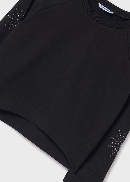 Mayoral 7471 Girl's Long Sleeve Detailed Sleeve Pullover Sweater – Negro