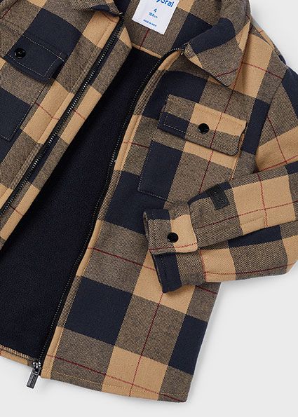 Mayoral 4462 Boy's Long Sleeve Zip Plaid Jacket – Toffee