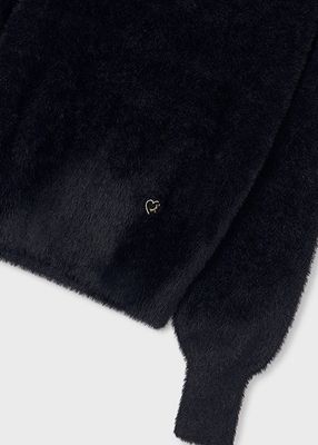 Mayoral 7302 Girl's LS Fluffy Pullover Sweater/ NEGRO