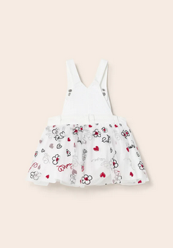 Mayoral 1944 Baby Girl’s Red Shirt & Overall Tule Skirt W/ Heart Patterns