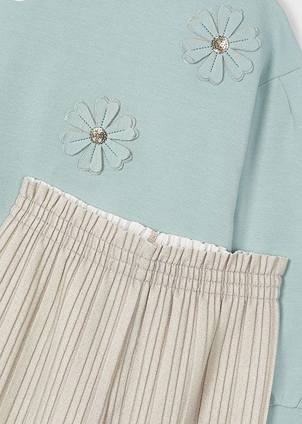 Mayoral 4551 Girl's Long Sleeve Pullover Sweater & Pleated Pants Set 2PC – Jade
