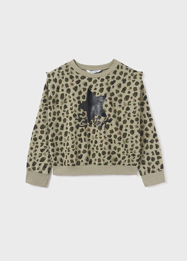 Mayoral 7404 Girl's Long Sleeve Printed Pullover Sweater