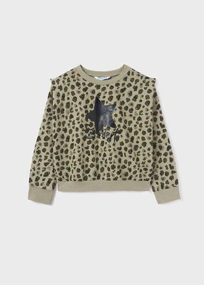 Mayoral 7404 Girl's LS Printed Pullover Sweater/