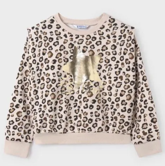 Mayoral 7404 Girl's Long Sleeve Printed Pullover Sweater