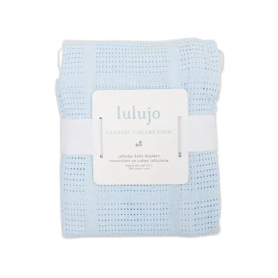 Lulujo LJ752 Baby Boy's Cotton Cellular Blanket 30"x40" – Blue